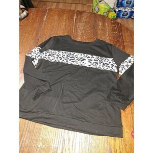 New XL Long Sleeve Black Cheetah Leopard  Pullover Fleece Sweatshirt Shirt Top